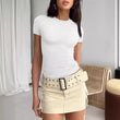Women Short Sleeve T-shirts Causal O Neck Solid Slim Fit Tee Summer Sexy Basic Crop Top Simple T Shirt Female Y2K Tops Clothes