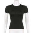 Women Short Sleeve T-shirts Causal O Neck Solid Slim Fit Tee Summer Sexy Basic Crop Top Simple T Shirt Female Y2K Tops Clothes