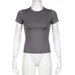 Women Short Sleeve T-shirts Causal O Neck Solid Slim Fit Tee Summer Sexy Basic Crop Top Simple T Shirt Female Y2K Tops Clothes