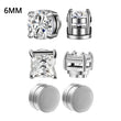 6 Pcset Crystal Strong Magnetic Ear Stud Clip Earrings for Men and Women Punk Round Zircon Magnet Earrings Non Piercing Jewelry