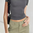 Women Short Sleeve T-shirts Causal O Neck Solid Slim Fit Tee Summer Sexy Basic Crop Top Simple T Shirt Female Y2K Tops Clothes