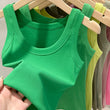 zjaiss Women Solid Round Neck Ribbed Tank Top Camisole Women 2025 Summer Basic Elastic Tank Top O Neck Solid Tank Top